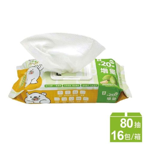 【南紡購物中心】 【Benibear 邦尼熊】家用去污清潔濕紙巾 (柚子) 80抽16包/箱