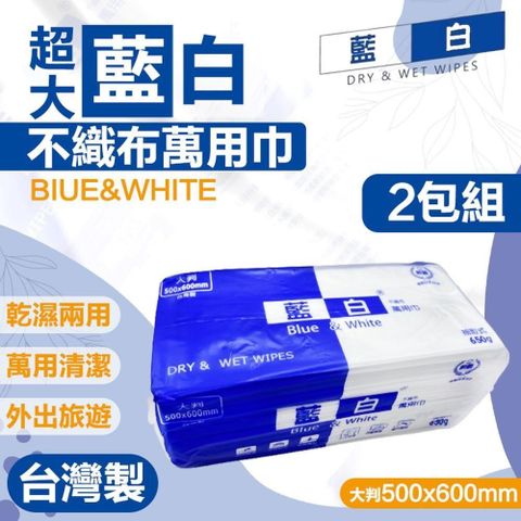 【shopping go】台灣製 超大藍白不織布萬用巾 2包組 大掃除抹布 廚房紙巾 乾濕兩用