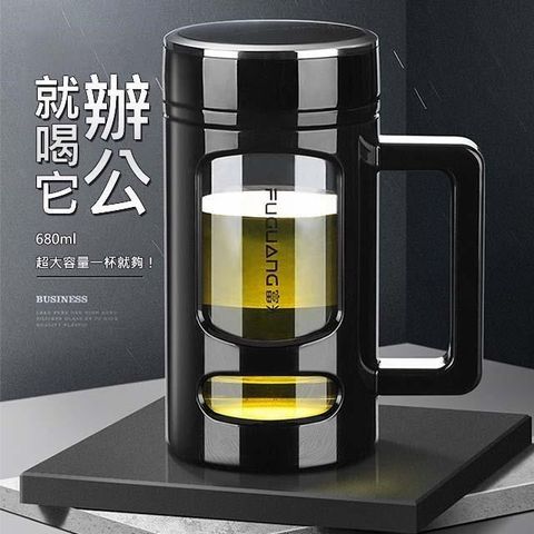 Comet 【南紡購物中心】 提把型塑玻辦公泡茶杯680ml(FG0085-680)