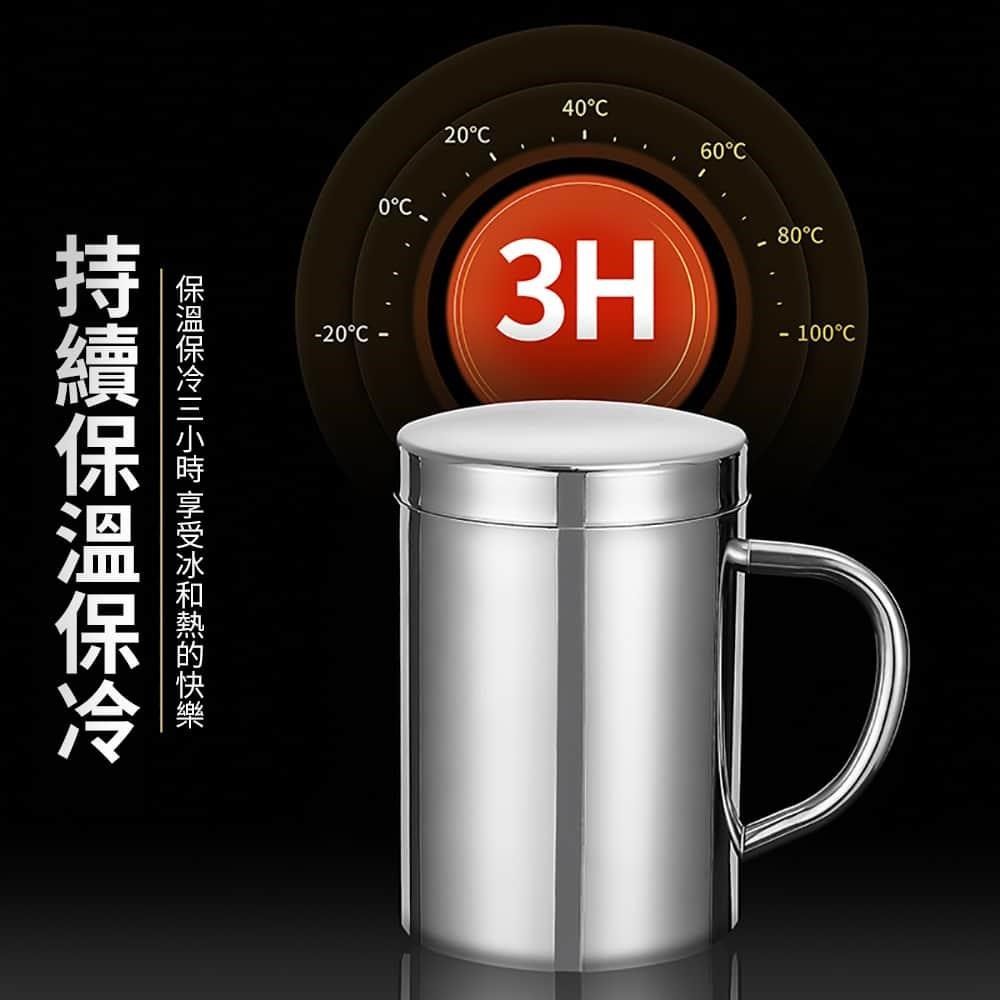 媽媽咪呀 【南紡購物中心】 頂級316不鏽鋼杯 雙層隔熱防燙不銹鋼杯-帶蓋400ml(保溫保冰杯 馬克杯 辦公杯)