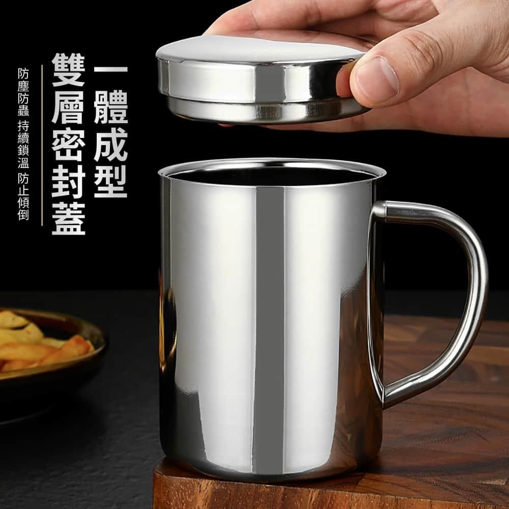 媽媽咪呀 頂級316不鏽鋼兒童水杯 雙層隔熱防燙-帶蓋300ml-2入(不銹鋼杯)