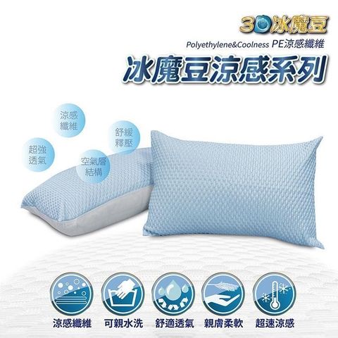 【南紡購物中心】 【Victoria】3D冰魔豆枕套2入-灰/藍