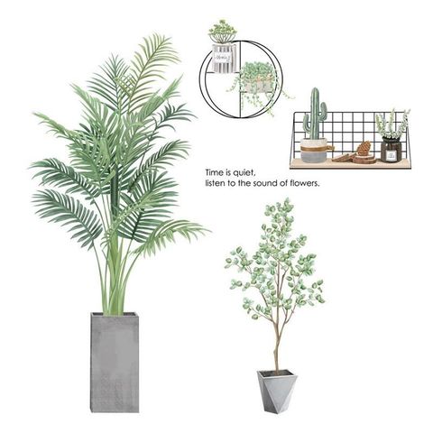 無痕設計防水壁貼 北歐風 觀景植物 盆栽 仙人掌 花草 裝飾貼紙 2161