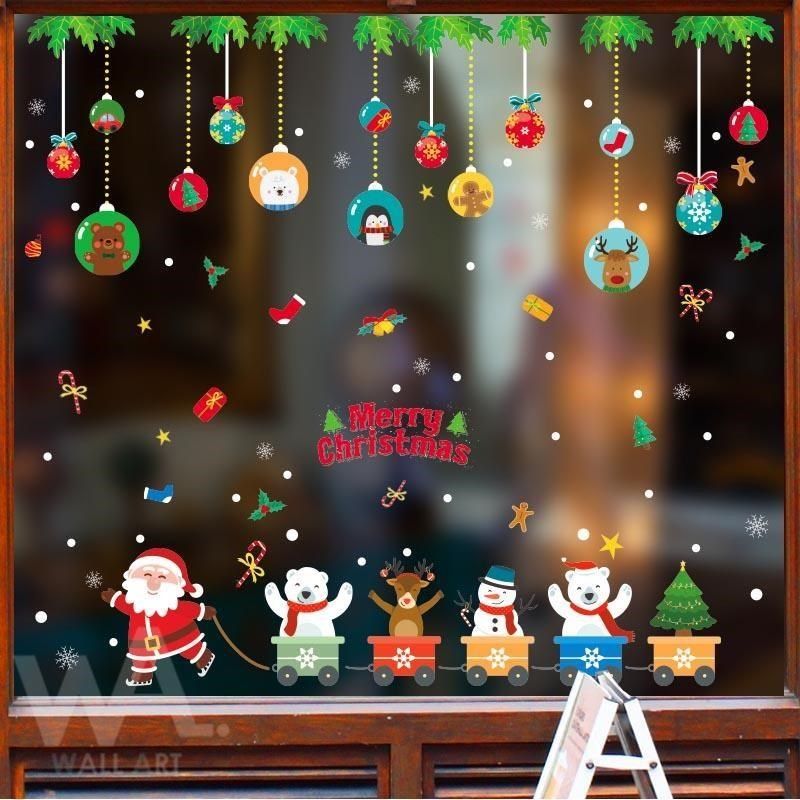 WA Wall Art 無痕設計防水壁貼 耶誕 聖誕老人 禮物 吊飾 雪人 火車 聖誕樹 麋鹿 92037