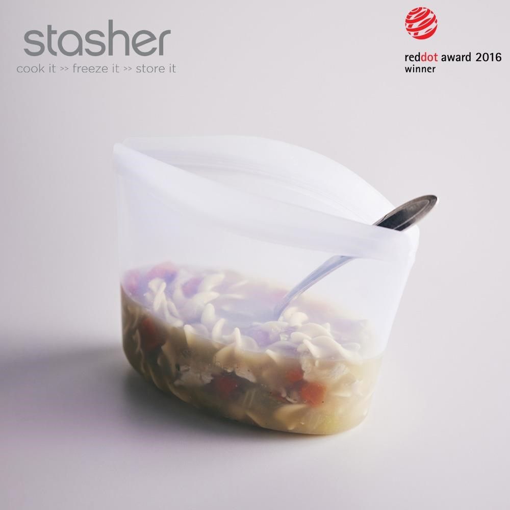 Stasher 【南紡購物中心】 【新品上市】     碗形矽膠密封袋-L-雲霧白