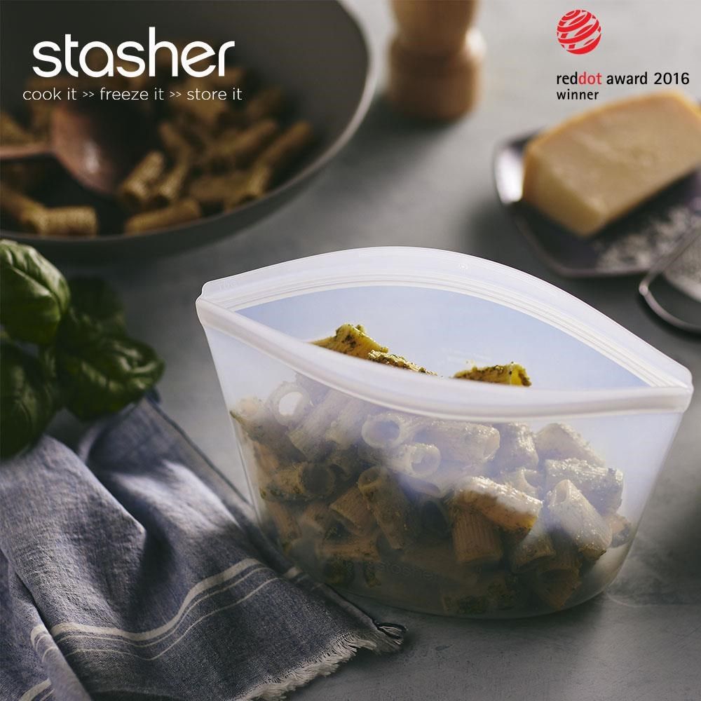 Stasher 【南紡購物中心】 【新品上市】     碗形矽膠密封袋-L-雲霧白