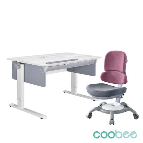 【coobee】L型板成長機能桌+142上下雙背椅 (CB-502)