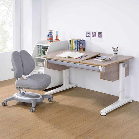 【coobee】L板成長機能桌+132雙背椅 (CB-602)