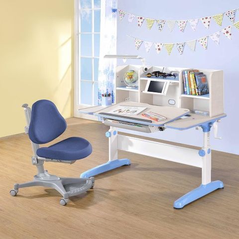 【SingBee欣美】巧學兒手搖式U型桌+120桌上書架+139s椅