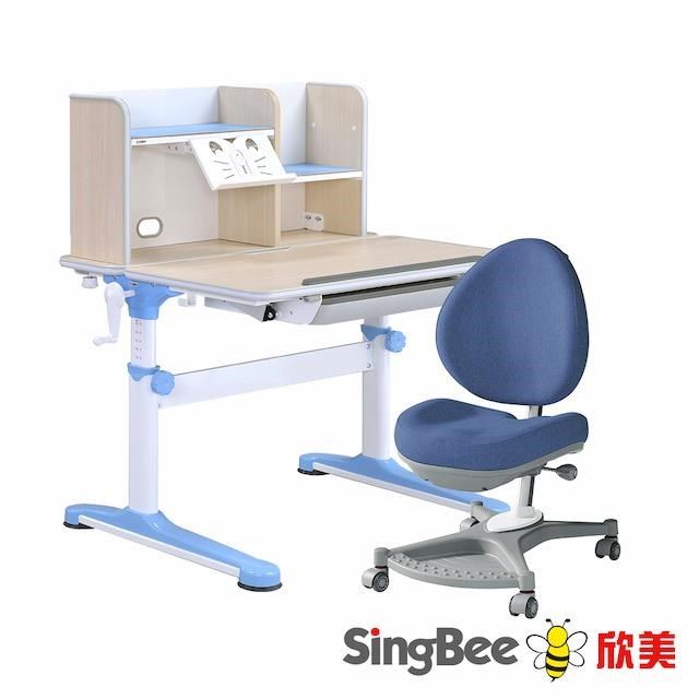 SingBee 欣美 【南紡購物中心】 DIY-非凡成長雙板桌+90桌上書架+138椅-兒童書桌椅/台灣製