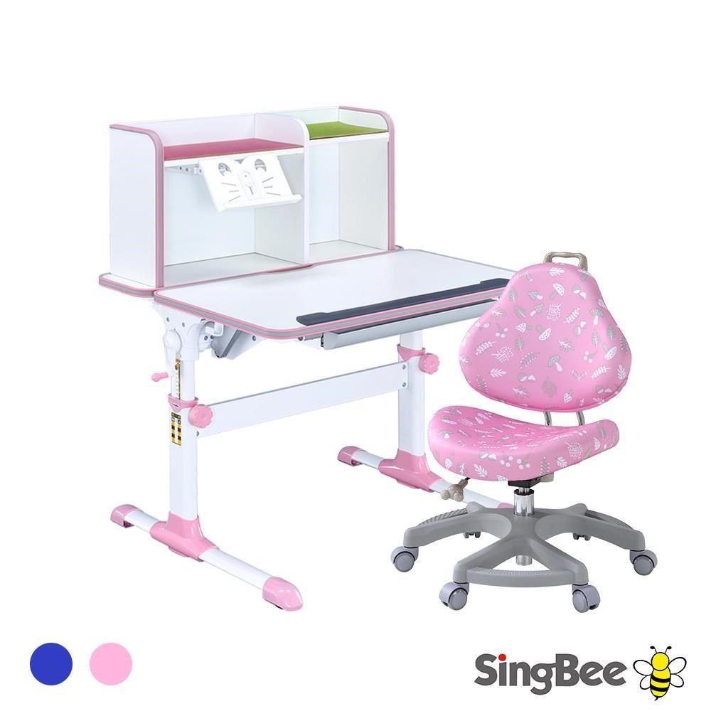 SingBee 欣美 寬90cm 兒童桌椅組SBD-505A+131椅(可升降桌椅 成長書桌椅 兒童書桌 台灣製)