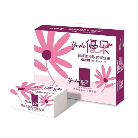 Yodo優朵超細柔抽取式花紋衛生紙150抽70包/箱X2