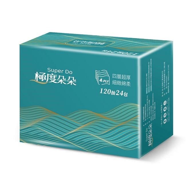 SUPERPURE 極度淳 Super Do極度朵朵 四層超厚柔抽取式花紋家用紙120抽72包/箱X2