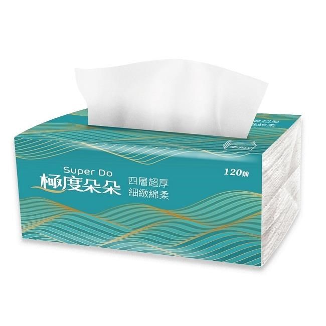 SUPERPURE 極度淳 Super Do極度朵朵 四層超厚柔抽取式花紋家用紙120抽72包/箱X2