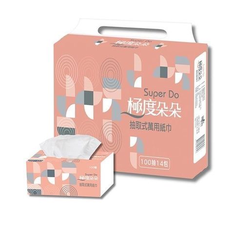 Super Do極度朵朵 抽取式花紋萬用紙巾100抽14包6串/箱