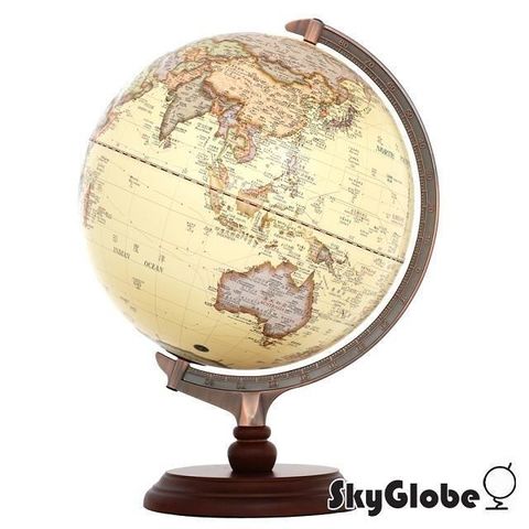 【南紡購物中心】 【SkyGlobe 】12吋古典仿古木質地球儀(中英文對照)(附燈)