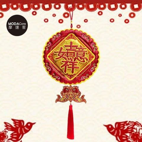 MODACore 摩達客 【南紡購物中心】 農曆新年春節高級吉祥如意繡圓滿小雙魚吊飾