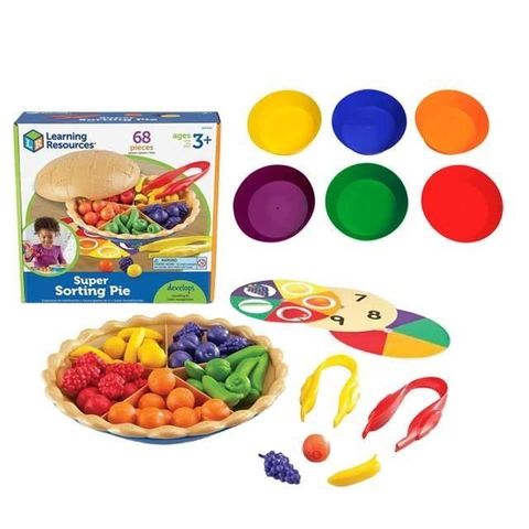 【南紡購物中心】 華森葳教玩具超值組-分類水果派(數學教具)+圓形分類盤(配對分類)(6色,6PCS)