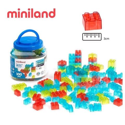 mOKmi 【南紡購物中心】 【西班牙Miniland】透光積木(100入) STEM玩教具 ML000198