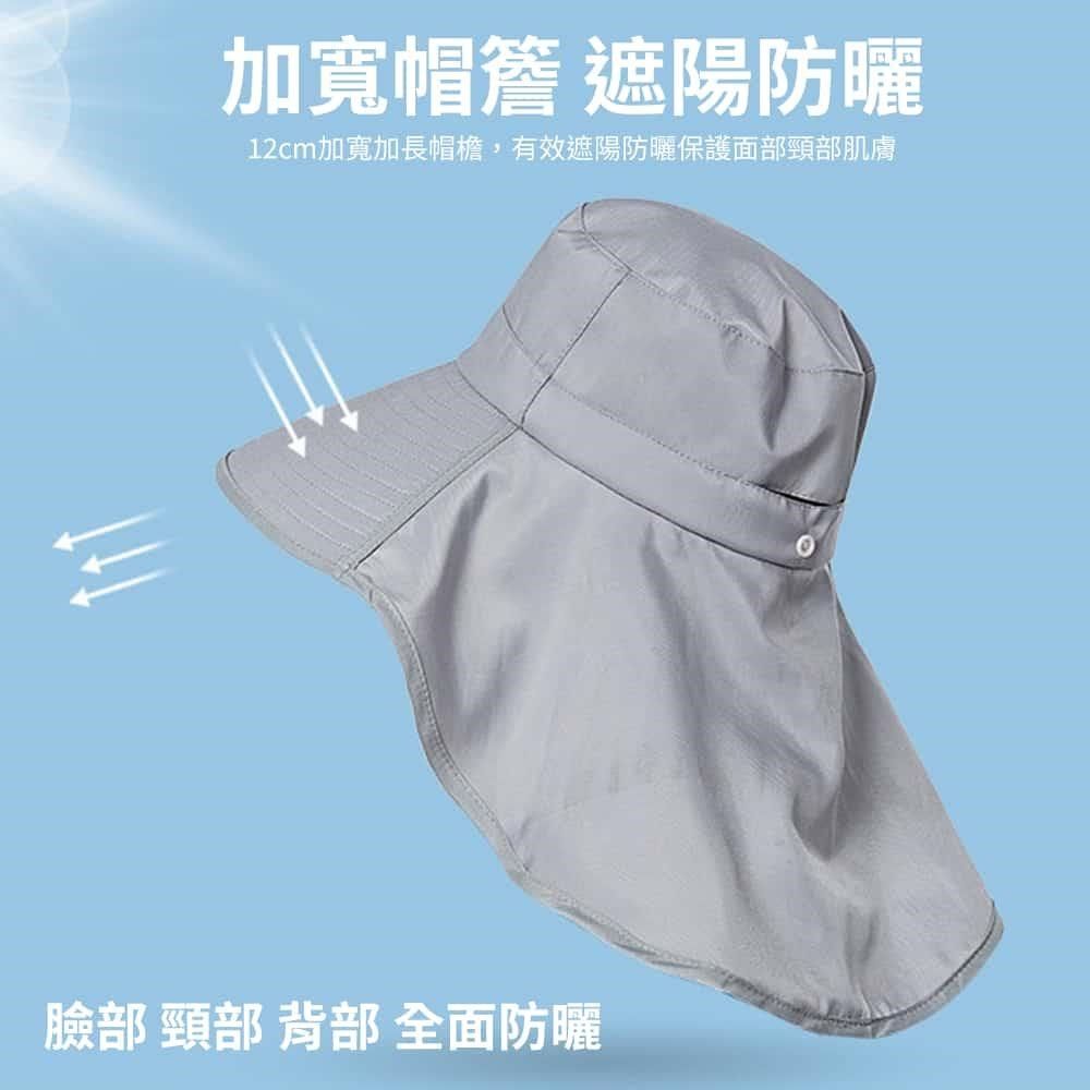 美娜甜心 【南紡購物中心】 女神系大帽簷加長護頸披肩防曬帽 抗UV涼感透氣遮陽帽 小臉帽F206