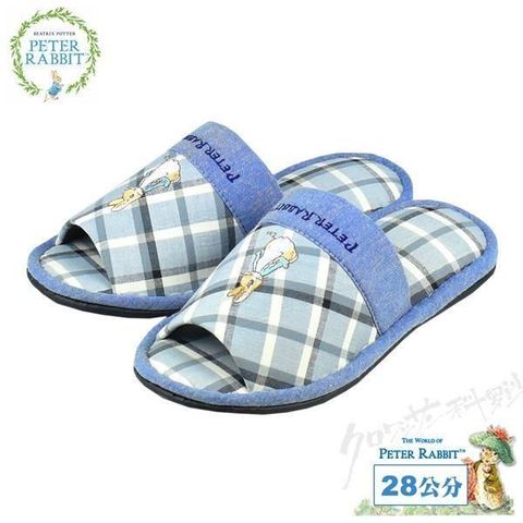 【Croissant 科羅沙】Peter Rabbit 比得兔 TP經典斜格素邊布拖 藍28CM