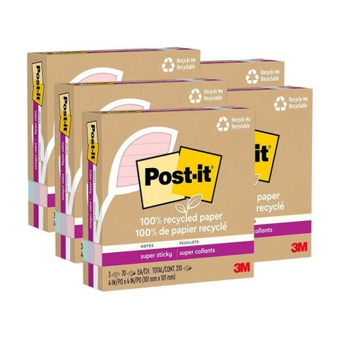 3M Post-it 利貼 狠黏 環保橫格便條紙 101x101mm 混色5盒 /組 _共15本 675R-3SSNRP