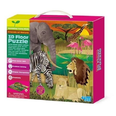 Kiddy Kiddo 【南紡購物中心】 【4M創意玩具】3D野生動物園拼圖 3D Puzzles Safari 04679 學齡前啟蒙