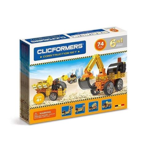 Magformers 【南紡購物中心】 【CLICFORMERS】可立扣益智建構片6in1工程組 74片 ACT06359