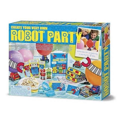 Kiddy Kiddo 【南紡購物中心】 【4M創意玩具】美勞創作-機器人八人派對 Create Your Own Robot Party 04402