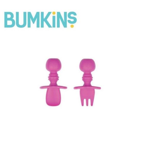 Bumkins 【南紡購物中心】 美國  矽膠湯叉組(紫紅)