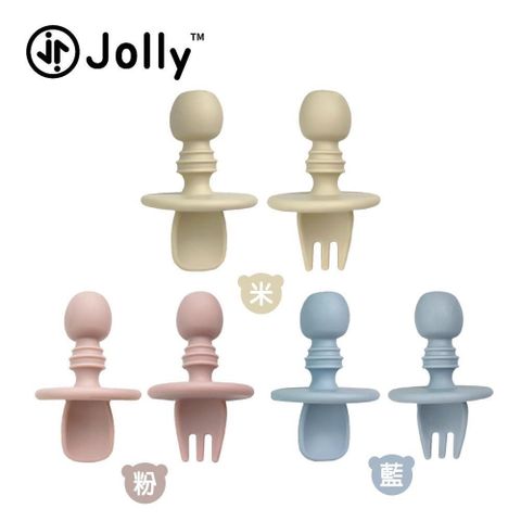 mombella 【南紡購物中心】 英國《Jolly》兒童矽膠湯叉組