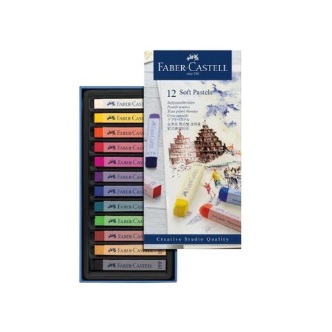 【南紡購物中心】 【Faber-Castell】輝柏 創意工坊軟性粉彩條 長型 12色 / 盒 128312