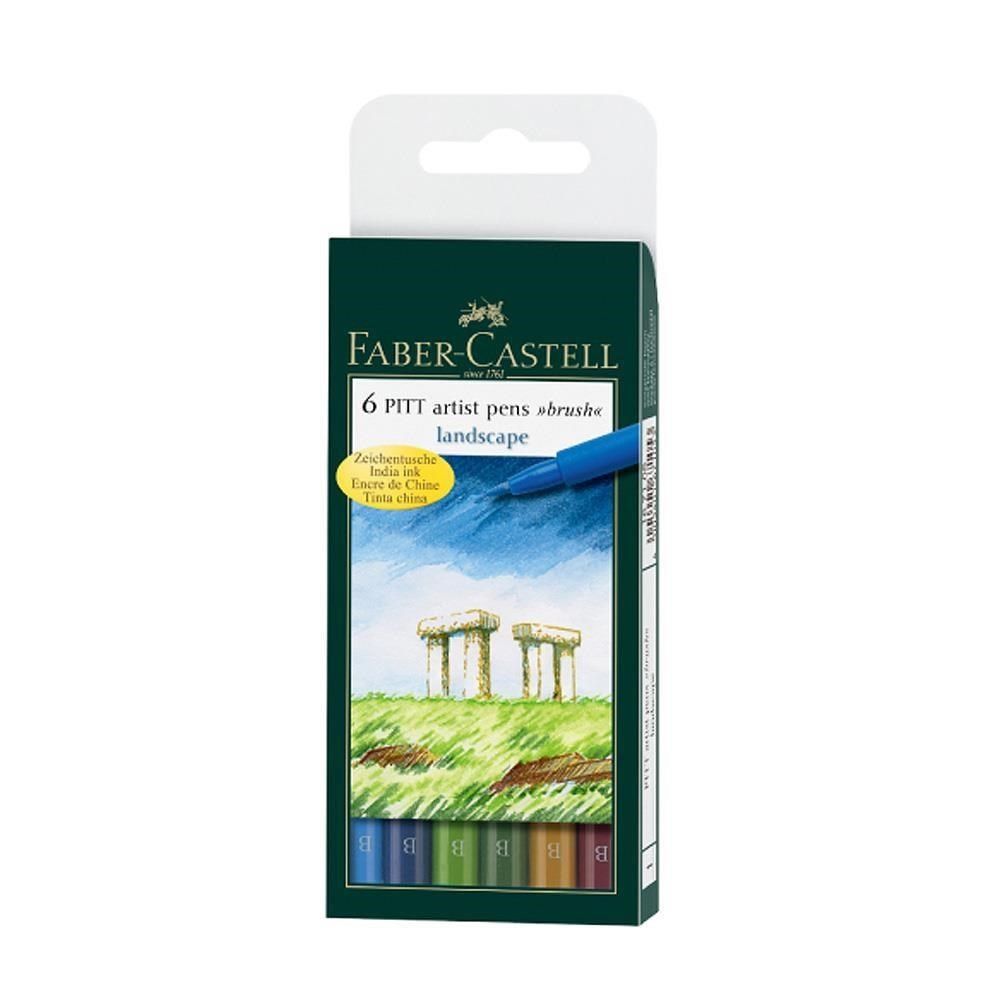 Faber-Castell 輝柏 【南紡購物中心】  PITT藝術筆-軟毛筆頭 細芯 景觀色系 6支入/盒 167105