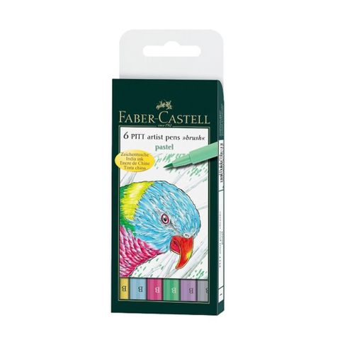 Faber-Castell 輝柏 【南紡購物中心】  PITT藝術筆-軟毛筆頭 細芯 粉彩色系 6支入/盒 167163