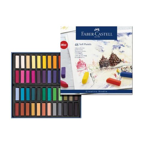 【Faber-Castell】輝柏 創意工坊軟性粉彩條 短型 48色 / 盒 128248