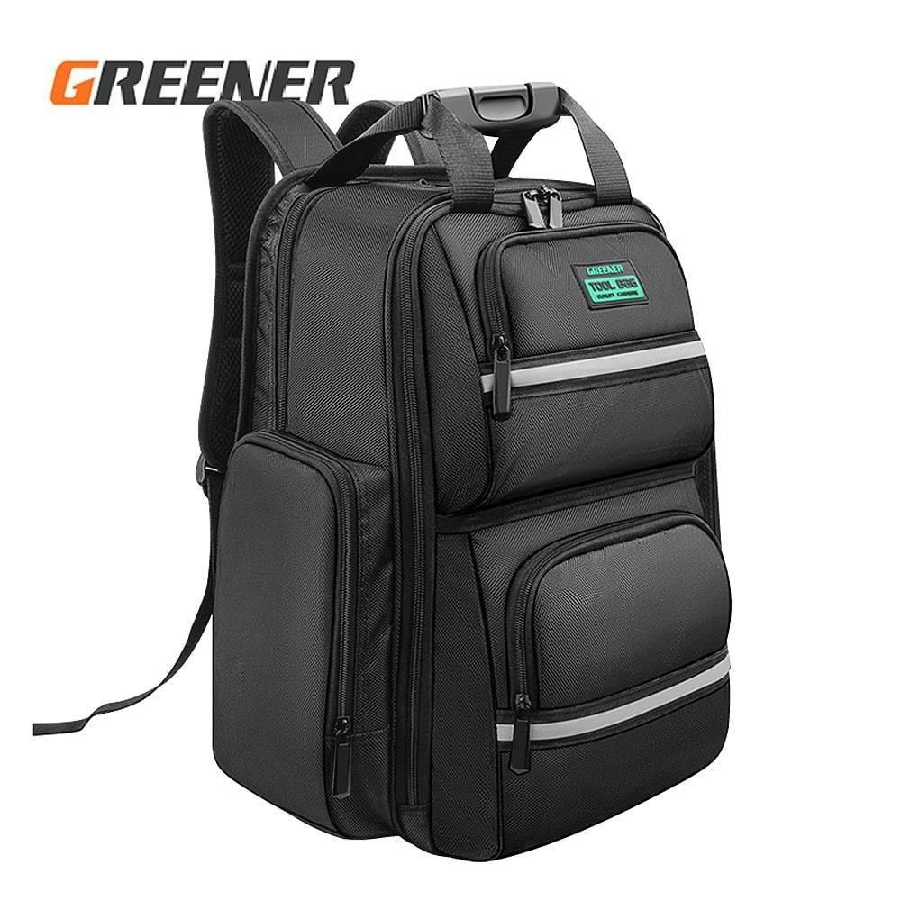  【南紡購物中心】 GREENER【多功能工具後背包】加厚耐用 大容量 電腦包 工具收納 帆布工作包 雙肩工具包 電工專用