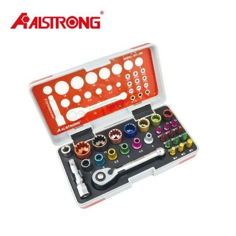 ALSTRONG 【南紡購物中心】 台灣A牌 #MTL-028 彩色BIT&套筒28件組