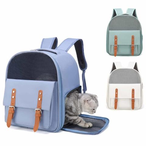 【寵物貴族】大開口寵物雙肩後背包 透氣寵物外出包