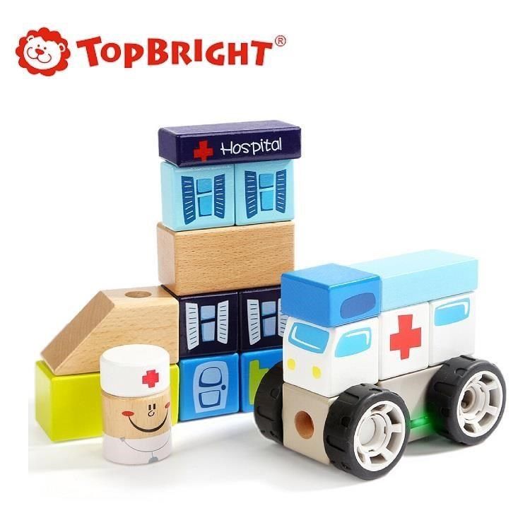 Top Bright 【南紡購物中心】 【芬蘭 】有聲積木-救護車(木製玩具)