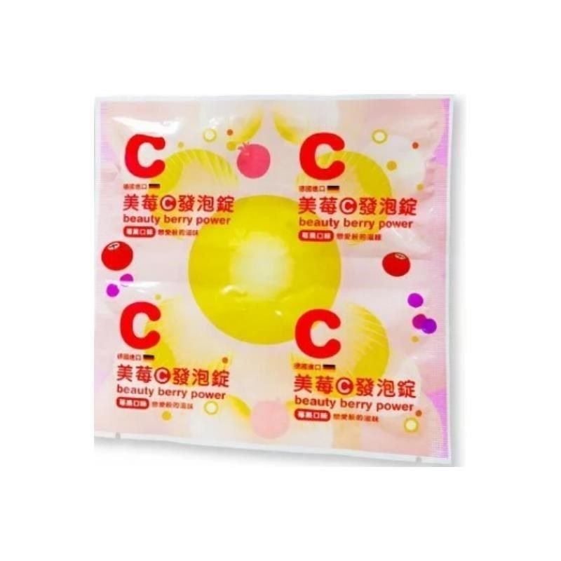 無品牌 【南紡購物中心】 美莓C發泡錠 維生素C 500mg 蔓越莓+石榴+葡萄籽 單片裝(4錠/片)