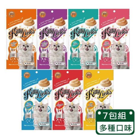 【南紡購物中心】  【Kitty Licks】甜甜貓肉泥15gx4條/包 - 七包組(貓零食/貓肉泥/寵物零食)