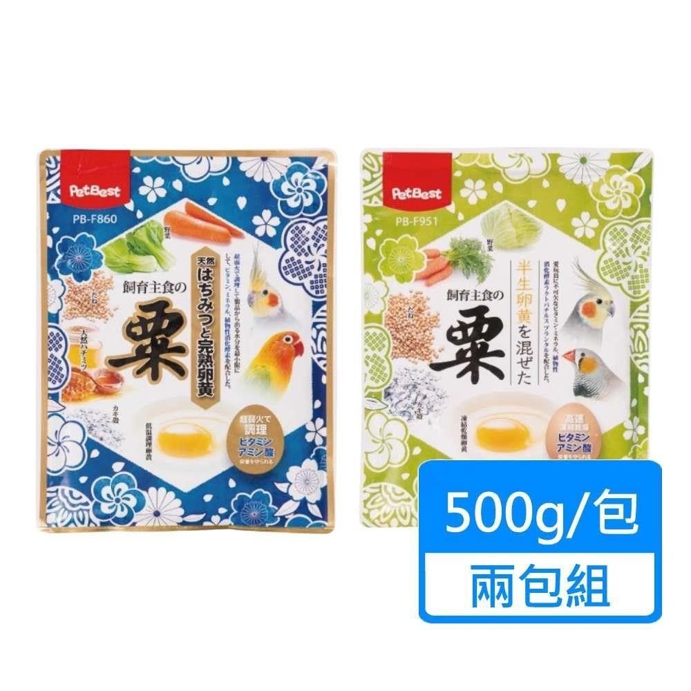  【南紡購物中心】 【PETBEST】井本+御之味 卵黃野菜栗米系列飼料 500g/包 兩包組 兩種規格可挑選