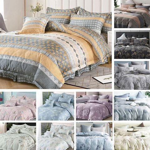 【FITNESS】100%純天絲頂級60S雙人加大七件式床罩組-多款任選