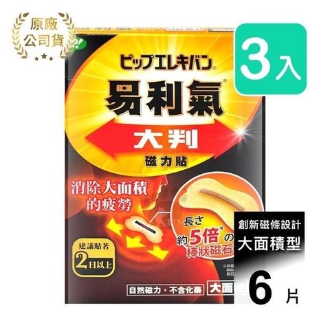 【易利氣】大判磁力貼 大範圍型 (6片*3盒)