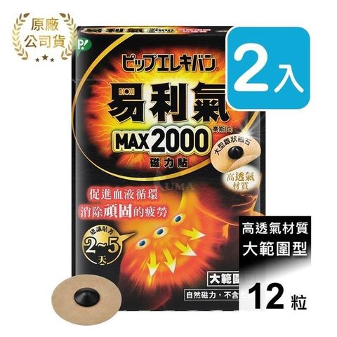 易利氣 【南紡購物中心】 磁力貼 大範圍型 2000高斯 (12粒*2盒)