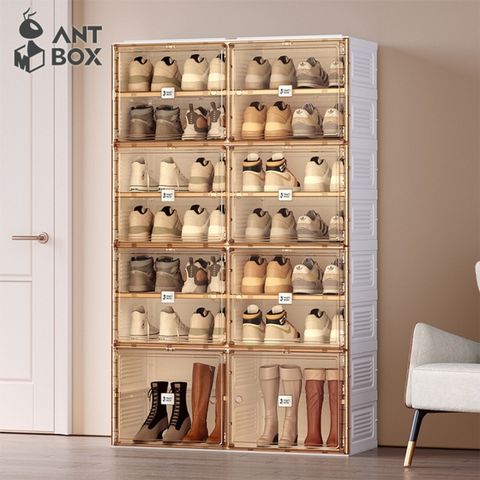 【ANTBOX 螞蟻盒子】免安裝折疊式鞋櫃14格(底層可放靴)