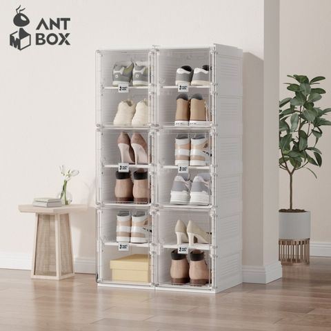 【ANTBOX 螞蟻盒子】免安裝折疊式鞋盒12格(無色款)