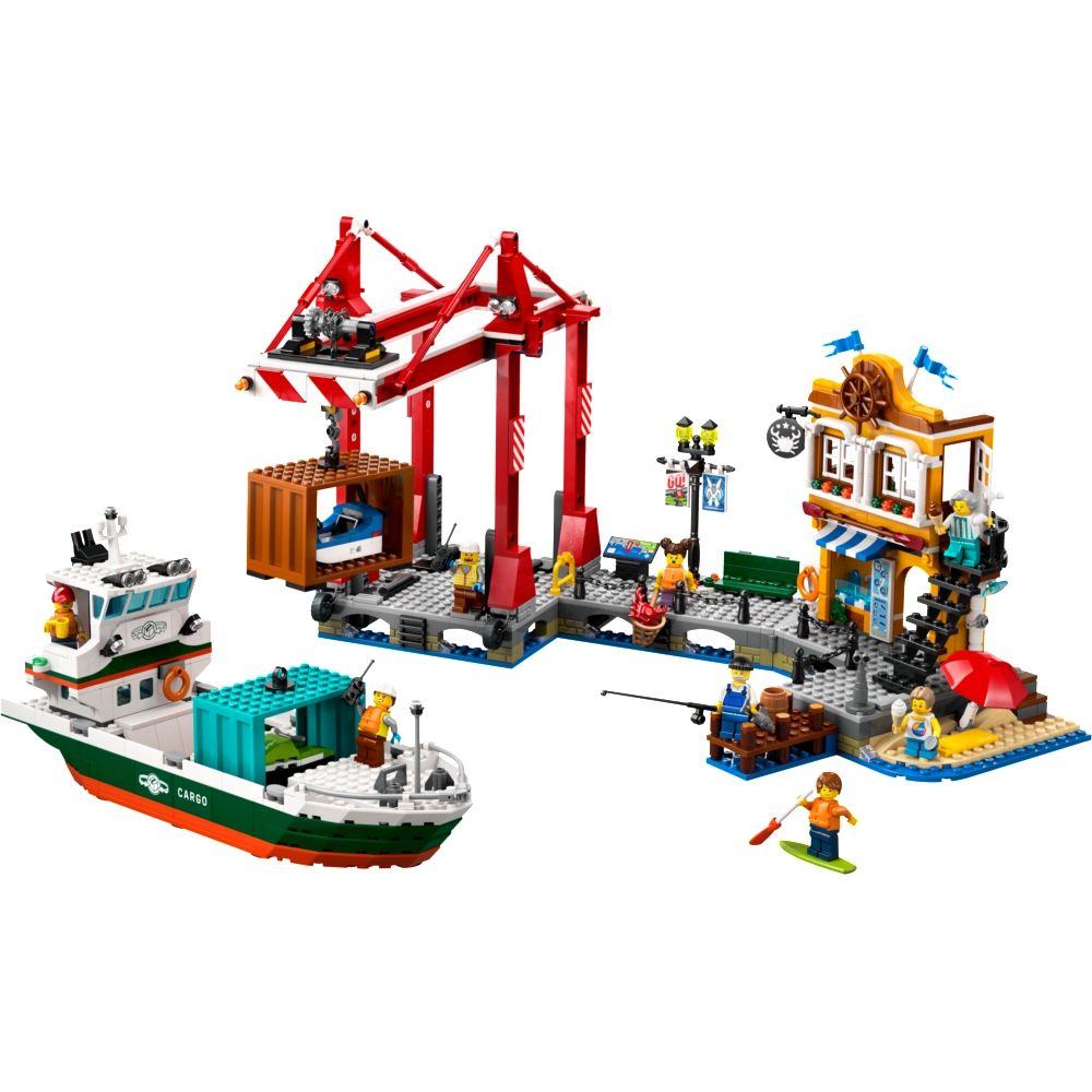 LEGO 樂高  城市系列 60422 濱海港口和貨船(玩具船 創意力遊戲)