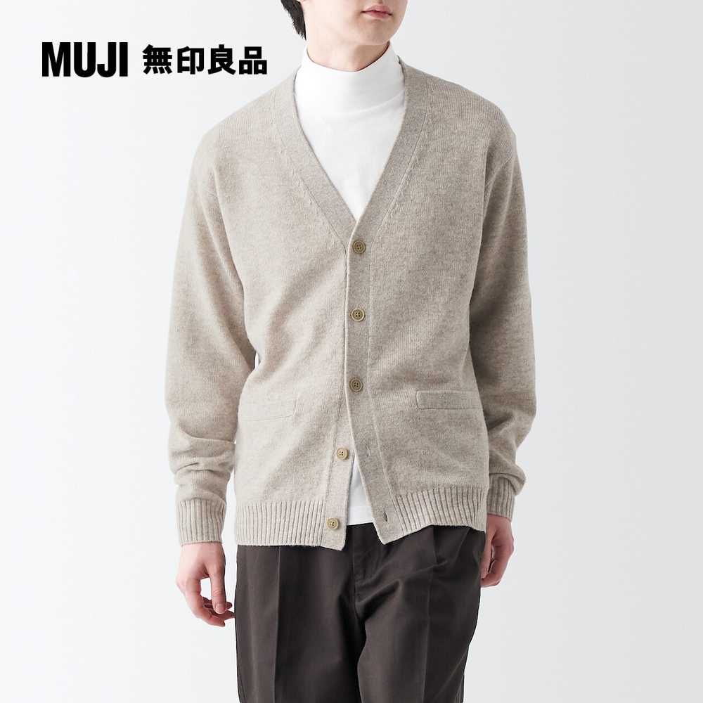 MUJI 無印良品 男羊毛可水洗中密織V領開襟衫(共6色)