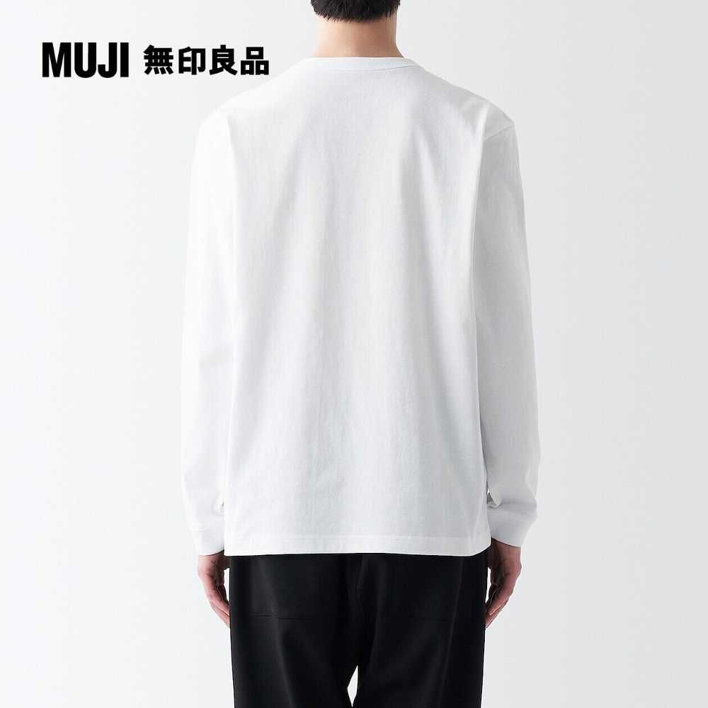 男有機棉水洗粗織圓領長袖T恤【MUJI 無印良品】 - PChome 24h購物